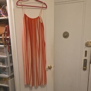 Club Monaco Orange and Cream Midi Dress